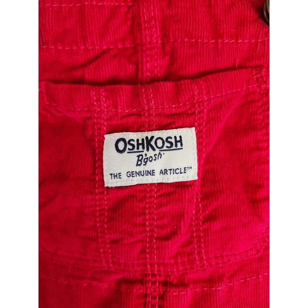 OshKosh B'gosh Red Corduroy Jumper Dress Toddler Girls Size 2T Adjustable Straps